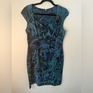 Connected Apparel Women's Dress Peacock Pattern print Size 10